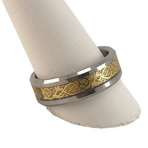 Mens Celtic Dragon Ring Knot Tungsten Ring Classic 8mm Width